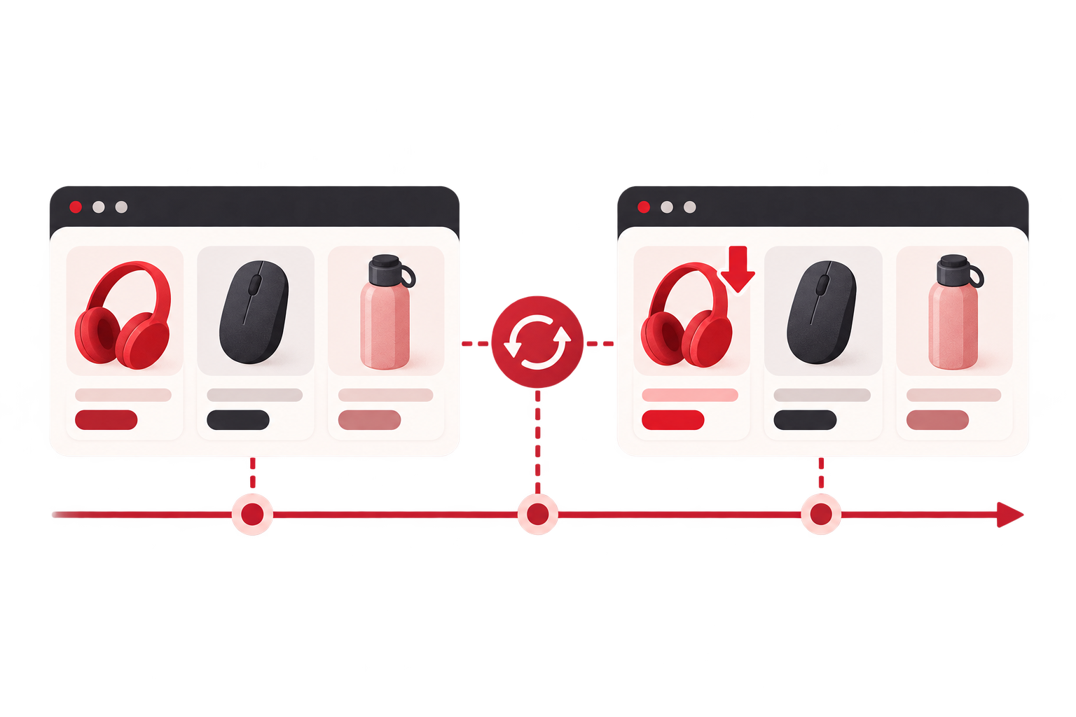 Illustration of tracking product changes across crawl runs
